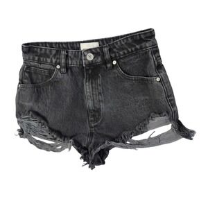 Abrand‎ Jeans Black Distressed High Rise Denim Shorts Womens Size 25 Grunge Goth